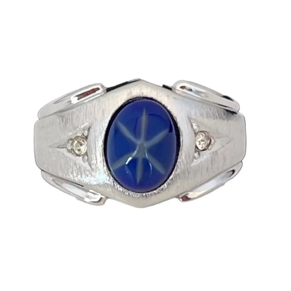 Vintage 1960s Ring Size 7 Uncas Simulated Star Sapphire Mid Century - 14Q